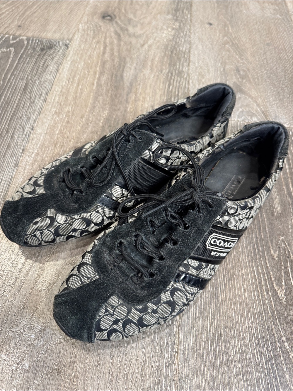 Vintage Coach Remmona Black and Gray Signature Canvas Sneakers
